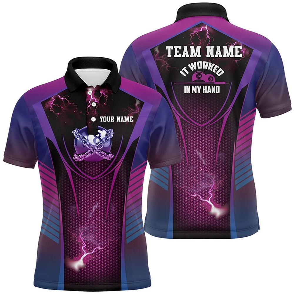 It Worked In My Hand Funny 8 Ball Billiard 3D Polo Shirts, Custom Funny Pool Shirts, Personalized Billiard Polo Shirt