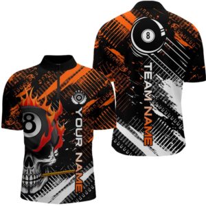 Name Billiard Skull Flame Jersey Shirts Custom&hellip;