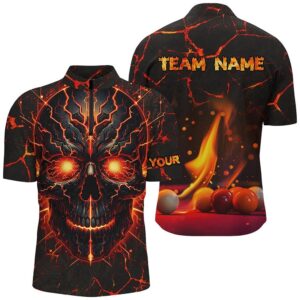 Orange Skull Billiard Shirts Custom Fire Billiard&hellip;