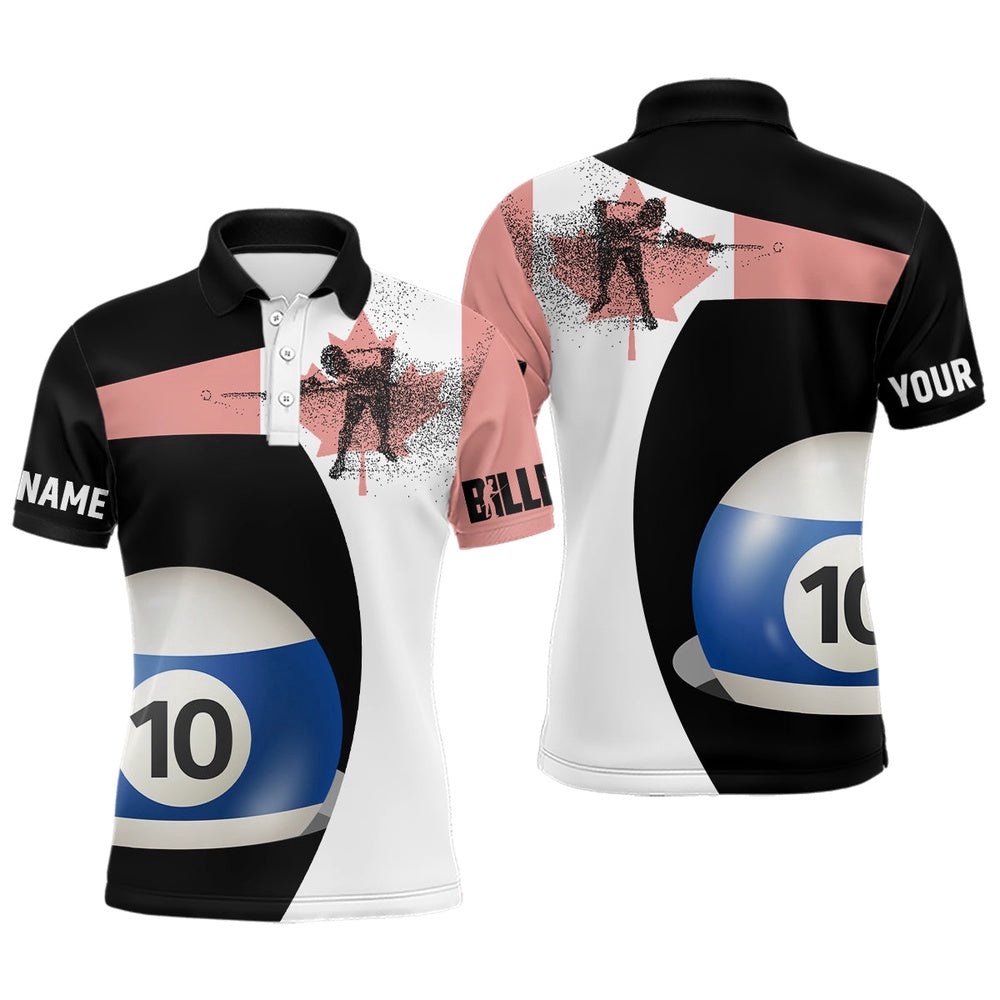 Personalzied Canadian Flag 10 Ball Billiard 3D Polo Shirts, Custom 10 Ball Pool Polo, Personalized Billiard Polo Shirt Personalzied Canadian Flag 10 Ball Billiard 3D Polo Shirts, Custom 10 Ball Pool Polo, Personalized Billiard Polo Shirt