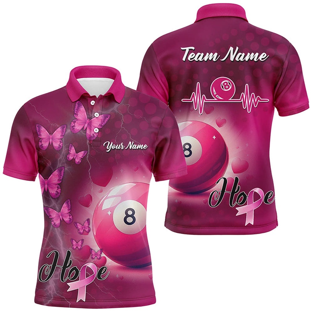 Pink 8 Ball Pool Billiard Shirts Custom Name Breast Cancer Awareness Billiard Team Polo, Personalized Billiard Polo Shirt Pink 8 Ball Pool Billiard Shirts Custom Name Breast Cancer Awareness Billiard Team Polo, Personalized Billiard Polo Shirt