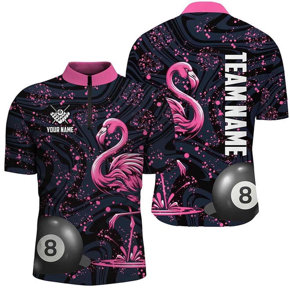 Pink Grunge Flamingo 8 Ball Pool Billiard Shirts Custom Unique Billiard Jerseys Apparel, Personalized Billiard Team Jersey Shirt