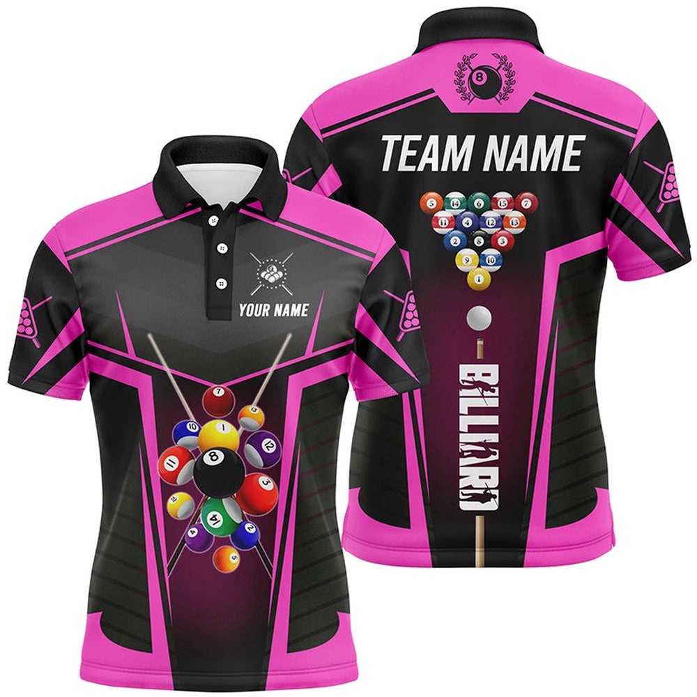 Pink Polo Billiard Balls Polo & 14 Zip Shirts Custom 3D Pool League Shirts, Personalized Billiard Polo Shirt Pink Polo Billiard Balls Polo & 14 Zip Shirts Custom 3D Pool League Shirts, Personalized Billiard Polo Shirt