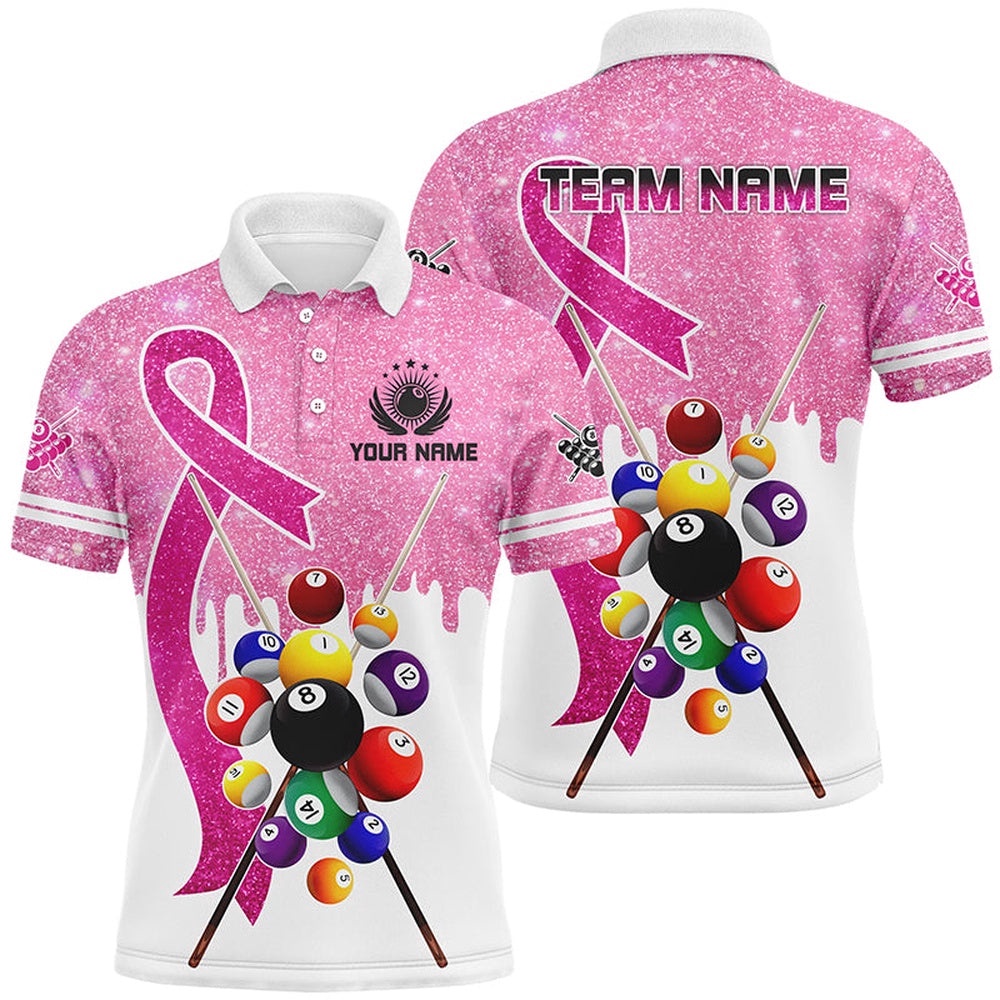 Pink Ribbon Billiard Balls Breast Cancer Awareness Pool Shirts Custom Billiard Polo, Personalized Billiard Polo Shirt Pink Ribbon Billiard Balls Breast Cancer Awareness Pool Shirts Custom Billiard Polo, Personalized Billiard Polo Shirt