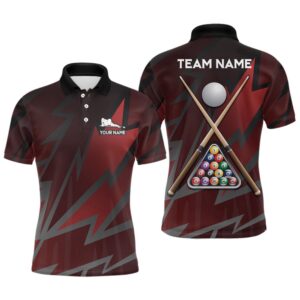 Pool Player Billiards Red Black 3D Polo&hellip;