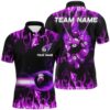 Purple 3D Billiard Balls Polo Shirts, Custom Pool Billiard Team Shirts, Personalized Billiard Polo Shirt