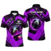 Purple 8 Ball Point 3D Billiard Polo Shirts Best Custom Billiards Apparel Clothing, Personalized Billiard Polo Shirt