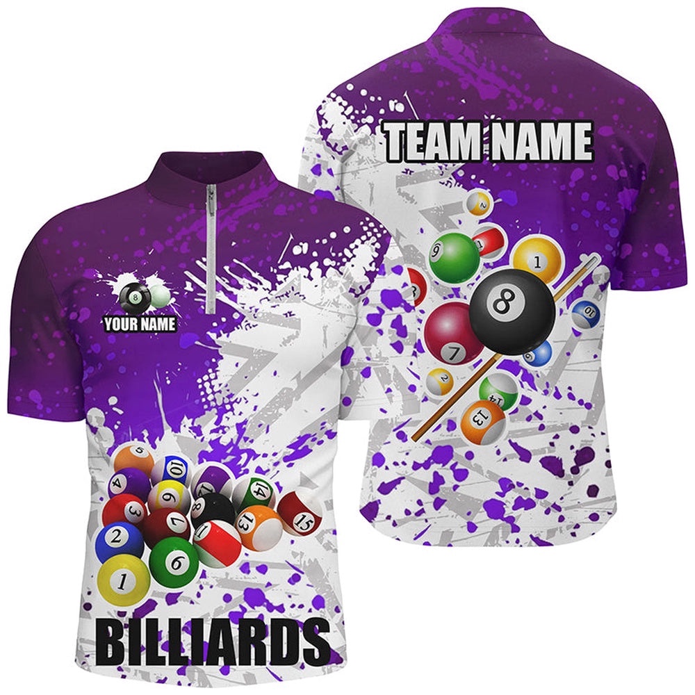 Purple Billiard Balls Paint Splash Billiard Shirts, 3D Billiard Jerseys Attire, Personalized Billiard Team Jersey Shirt Purple Billiard Balls Paint Splash Billiard Shirts, 3D Billiard Jerseys Attire, Personalized Billiard Team Jersey Shirt