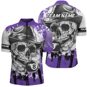 Purple Billiard Skull Holding 8 Ball Jersey&hellip;