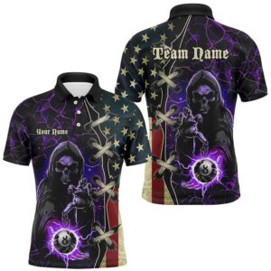 Purple Death Skeleton Lightning US Flag Billiard&hellip;