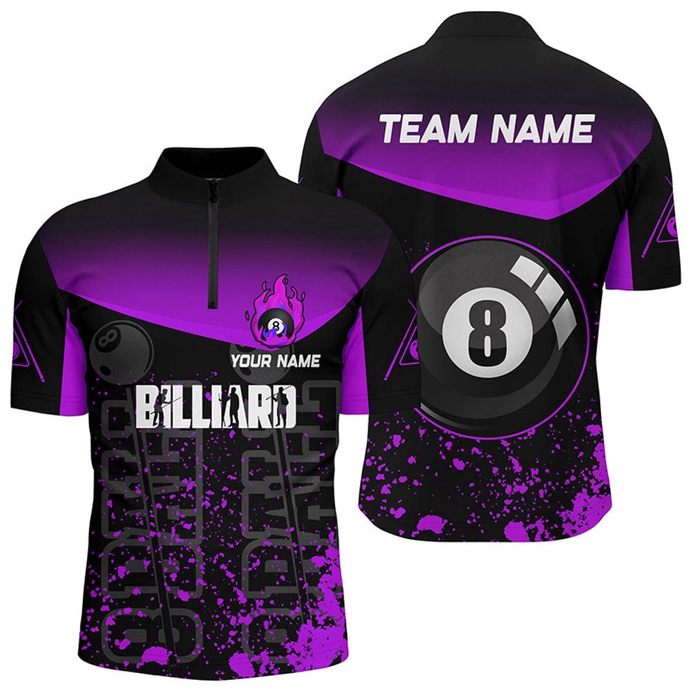 Purple Fire 8 Ball Pool 8 Ball Billiard Team Shirts, Personalized Billiard Team Jersey Shirt Purple Fire 8 Ball Pool 8 Ball Billiard Team Shirts, Personalized Billiard Team Jersey Shirt