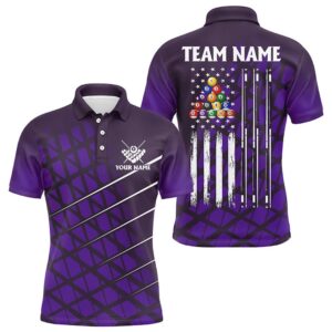 Purple Grunge American Flag Billiard Polo Shirts&hellip;