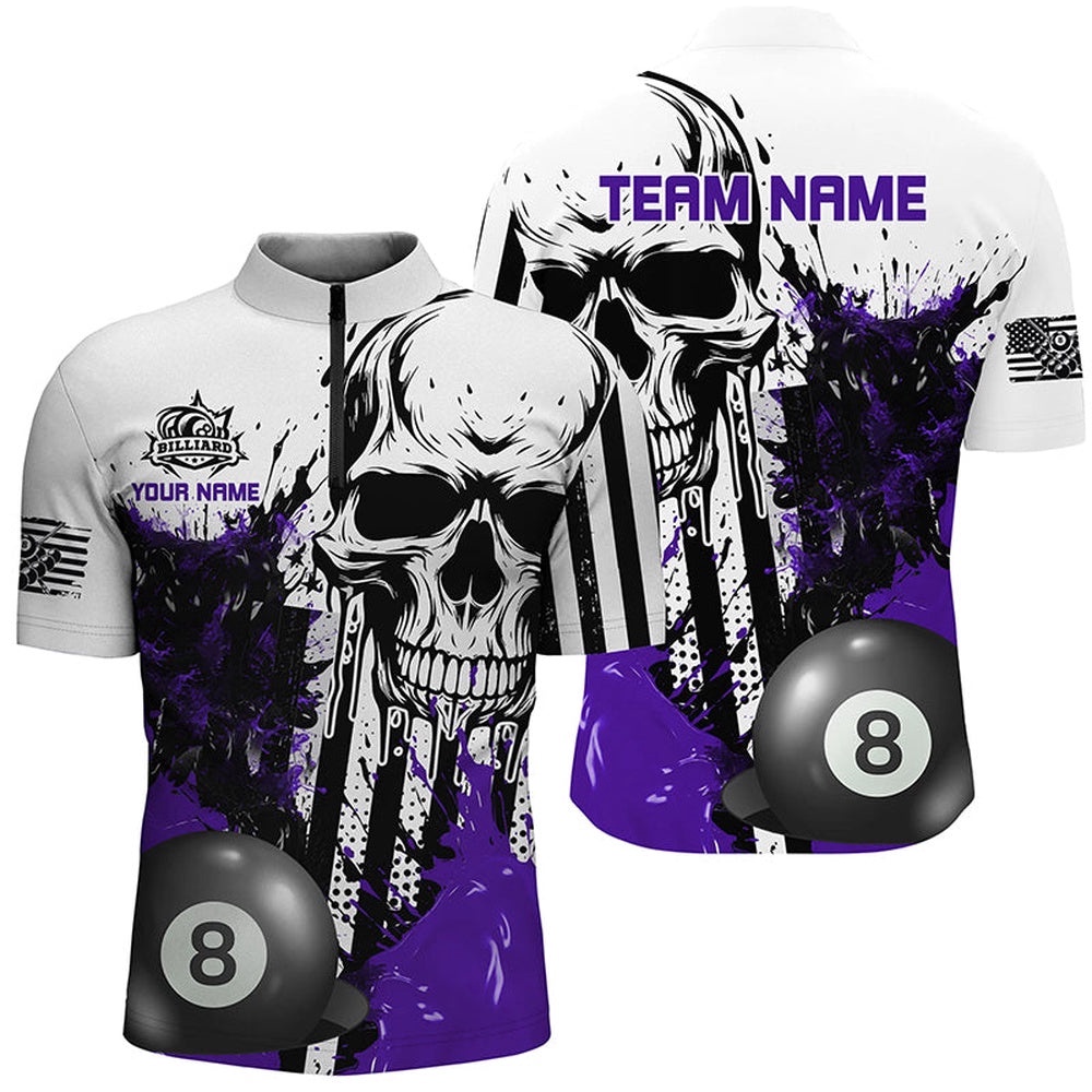 Purple Grunge Skull Billiards Shirts Custom Retro Billiard Team Jerseys Attire, Personalized Billiard Team Jersey Shirt Purple Grunge Skull Billiards Shirts Custom Retro Billiard Team Jerseys Attire, Personalized Billiard Team Jersey Shirt