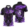 Purple Grunge Skull Billiards Shirts Custom Retro Billiard Team Polo Attire, Personalized Billiard Polo Shirt Purple Grunge Skull Billiards Shirts Custom Retro Billiard Team Polo Attire, Personalized Billiard Polo Shirt