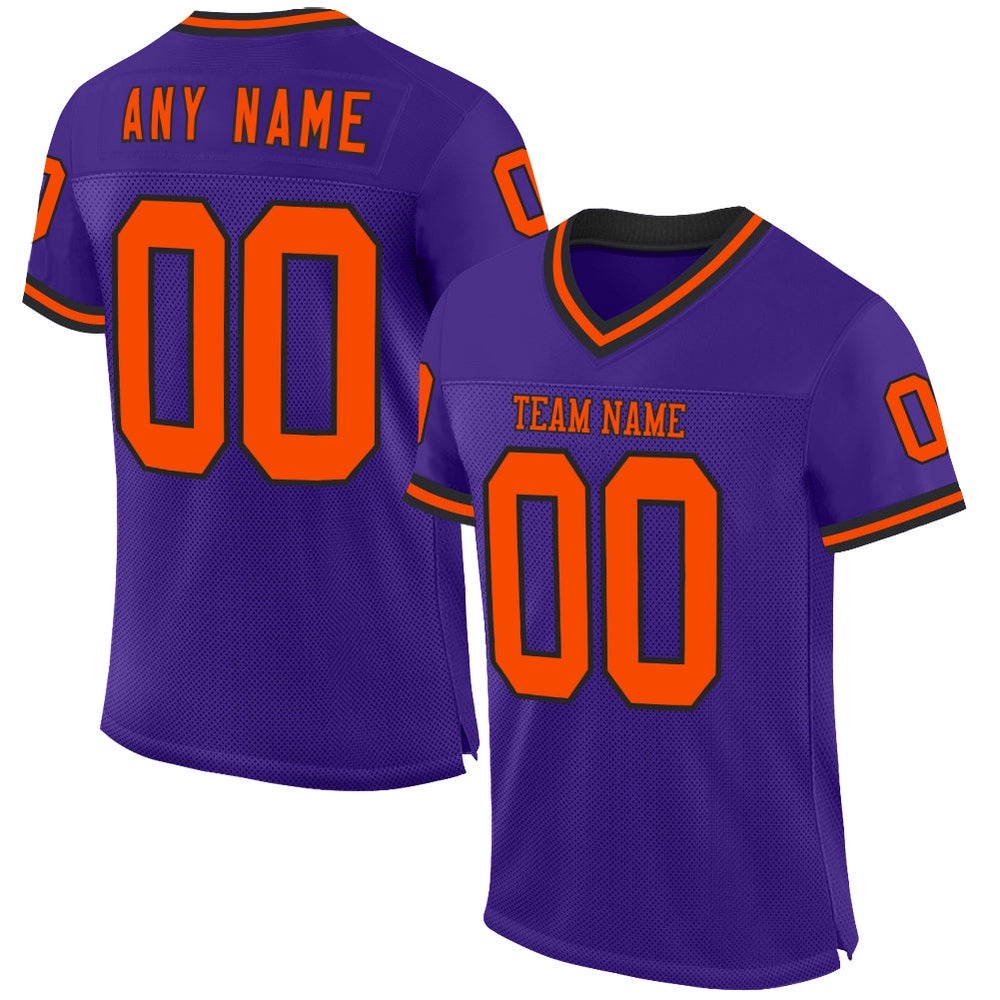 Purple Orange Black Mesh Authentic Throwback Football Jersey, Personalized Football Jersey, Football Team Jersey, Football Outfits