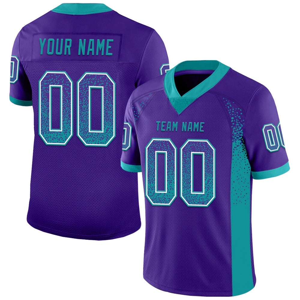 Purple Teal White Mesh Drift Fashion Football Jersey, Personalized Football Jersey, Football Team Jersey, Football Outfits