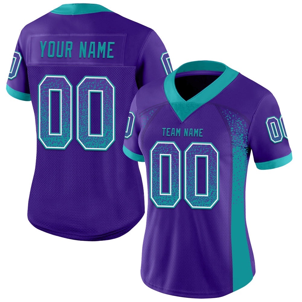 Purple Teal White Mesh Drift Fashion Football Jersey, Personalized Football Jersey, Football Team Jersey, Football Outfits