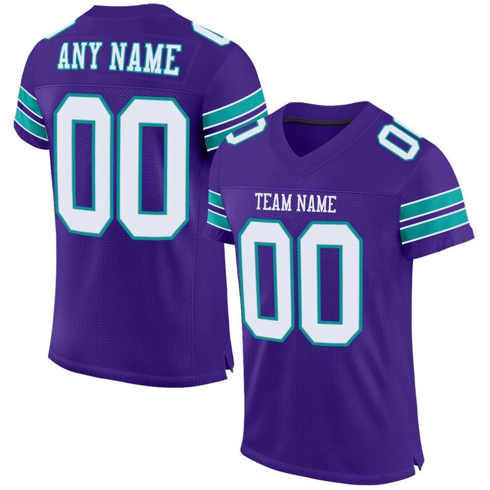 Purple White Aqua Mesh Authentic Football Jersey, Personalized Football Jersey, Football Team Jersey, Football Outfits