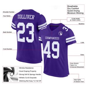 Purple White Mesh Authentic Football Jersey, Personalized&hellip;
