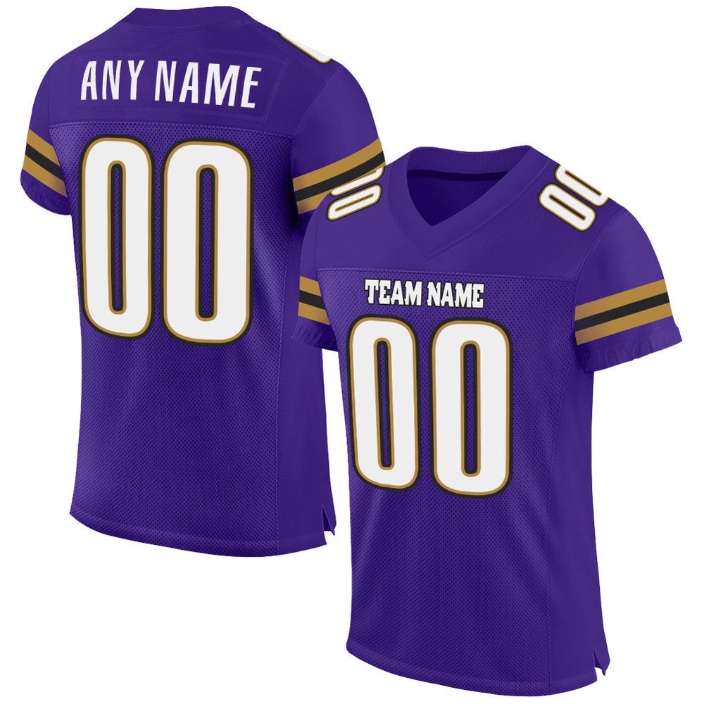 Purple White Old Gold Mesh Authentic Football Jersey, Personalized Football Jersey, Football Team Jersey, Football Outfits
