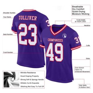Purple White Red Mesh Authentic Throwback Football&hellip;