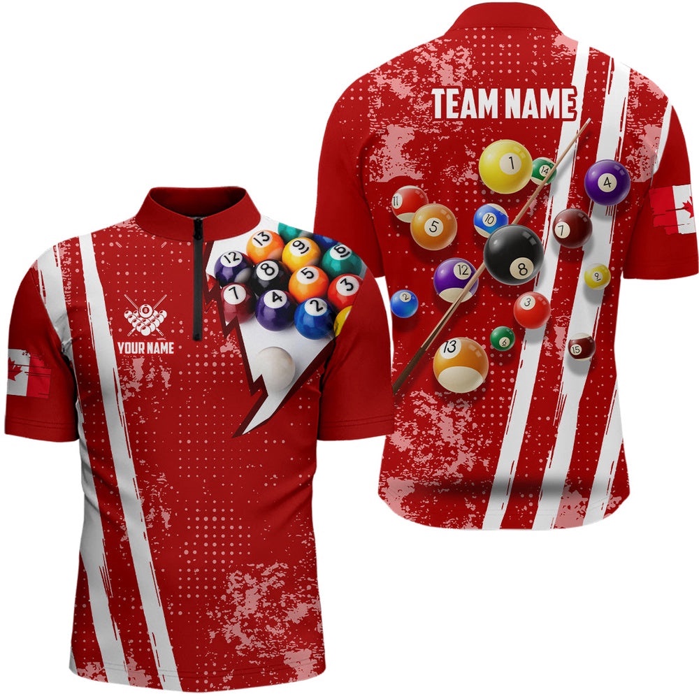 Red 3D Billiard Balls Jersey Shirts, Custom Canadian Flag 8 Ball Pool Jerseys, Personalized Billiard Team Jersey Shirt Red 3D Billiard Balls Jersey Shirts, Custom Canadian Flag 8 Ball Pool Jerseys, Personalized Billiard Team Jersey Shirt