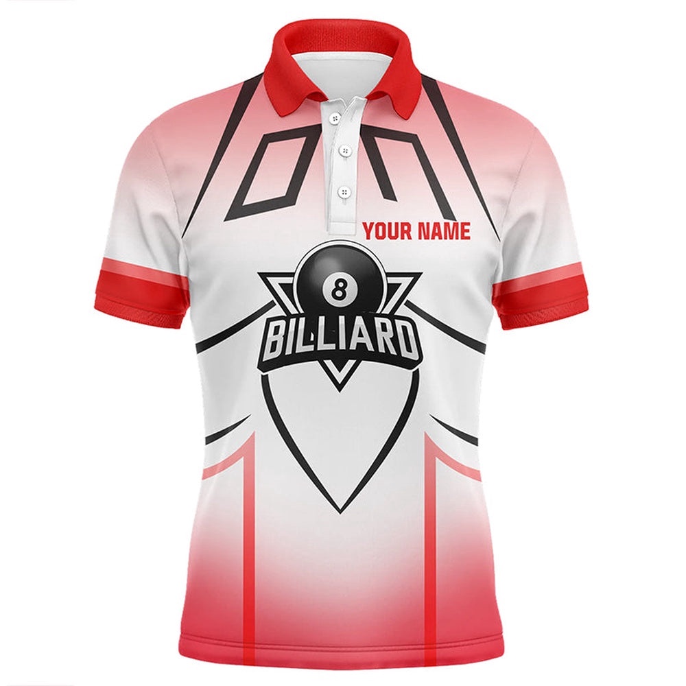 Red 8 Ball Billiard Heart 3D Polo Shirts, Custom Billiards Valentine Gifts, Personalized Billiard Polo Shirt