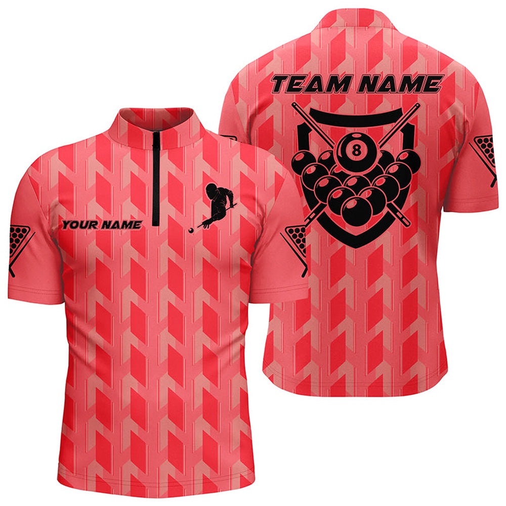 Red 8 Ball Billiards 3D Jersey Shirts, Custom Name Player Billiards Jerseys, Personalized Billiard Team Jersey Shirt