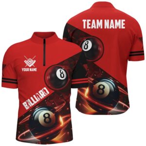 Red 8 Ball Pool Billiard Jersey Custom&hellip;