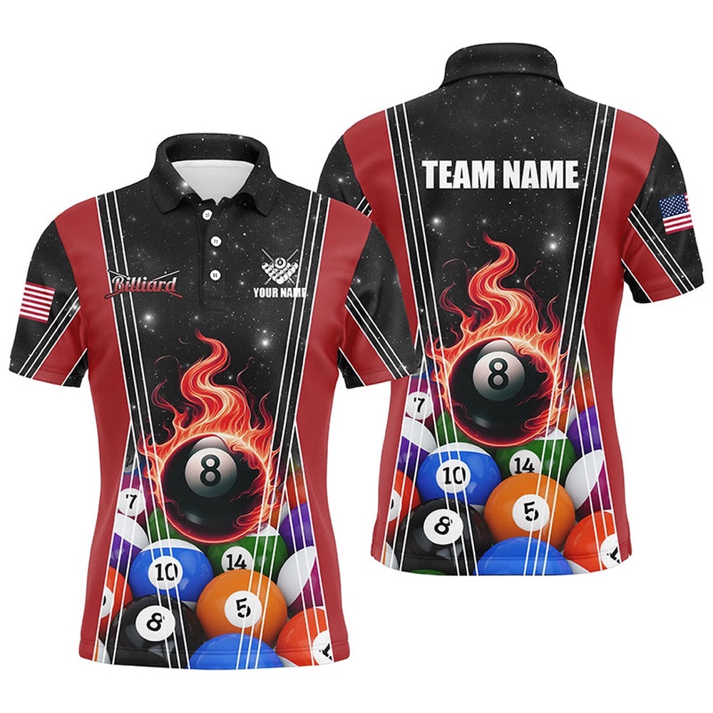 Red 8 Ball Pool Fire Flame Billiard Balls Polo Shirts Custom Billiard Team Polo, Personalized Billiard Polo Shirt Red 8 Ball Pool Fire Flame Billiard Balls Polo Shirts Custom Billiard Team Polo, Personalized Billiard Polo Shirt