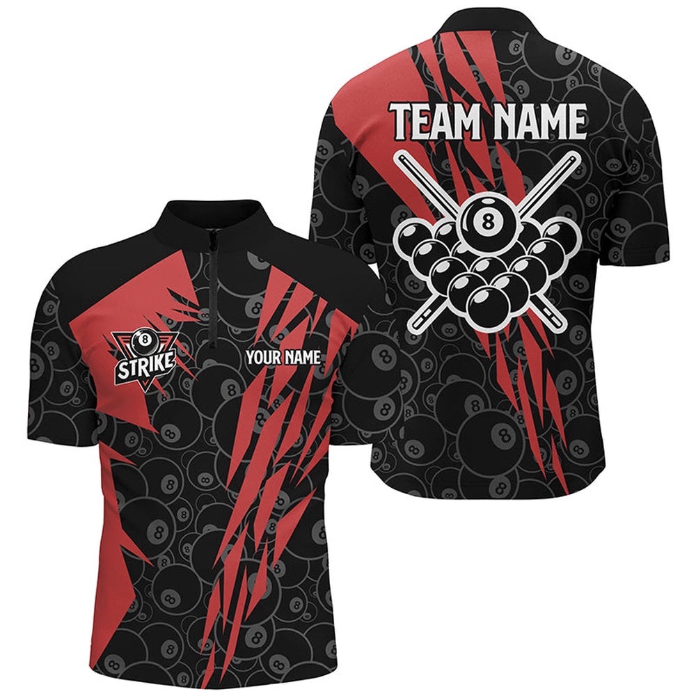 Red And Black Billiard Jerseys Custom Name 8 Ball Pattern Billiard Uniform Team Shirts, Personalized Billiard Team Jersey Shirt Red And Black Billiard Jerseys Custom Name 8 Ball Pattern Billiard Uniform Team Shirts, Personalized Billiard Team Jersey Shirt