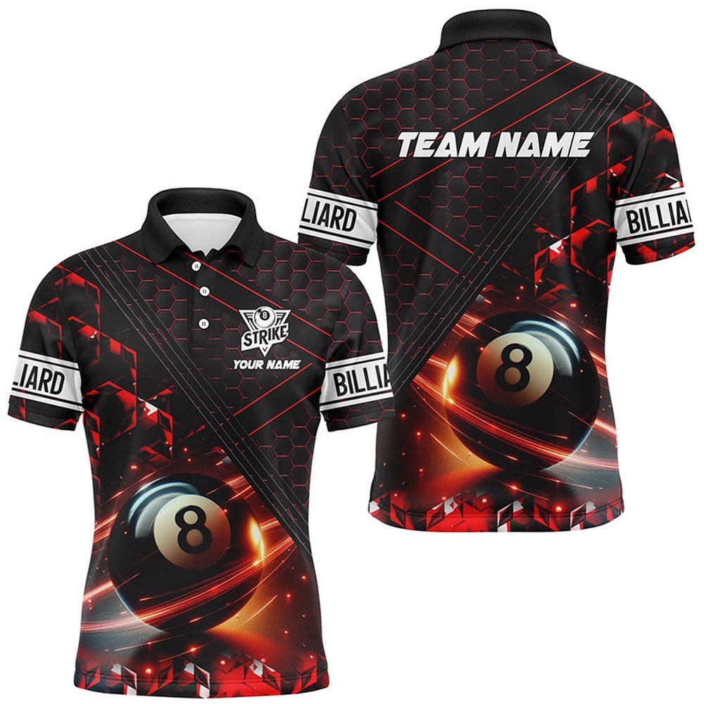 Red And Black Glowing 8 Ball Pool Custom Polo & Polo Shirts Team League Billiard Polo, Personalized Billiard Polo Shirt Red And Black Glowing 8 Ball Pool Custom Polo & Polo Shirts Team League Billiard Polo, Personalized Billiard Polo Shirt