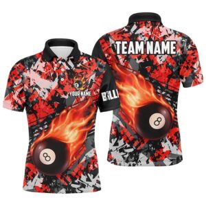 Red Billiard Ball 8 Fire Flame Polo&hellip;