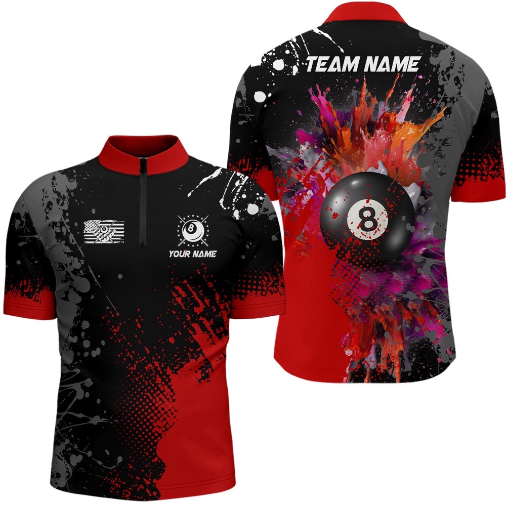 Red Billiard Paint Style Jersey Shirts Custom Billiard Outfit Idea For Team, Personalized Billiard Team Jersey Shirt Red Billiard Paint Style Jersey Shirts Custom Billiard Outfit Idea For Team, Personalized Billiard Team Jersey Shirt