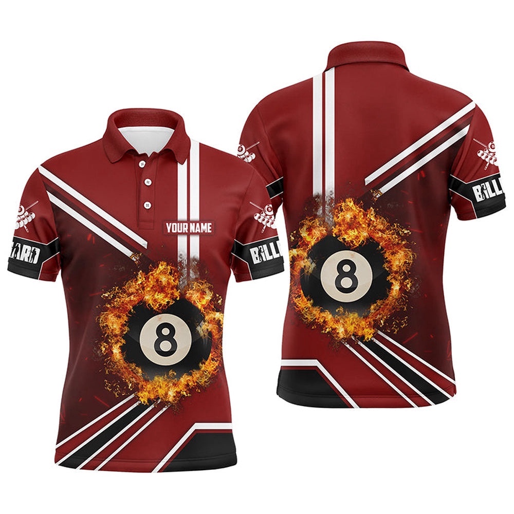 Red Billiard Pool 8 Ball On Fire 3D Polo Shirts, Custom Pool Billiards Shirts, Personalized Billiard Polo Shirt Red Billiard Pool 8 Ball On Fire 3D Polo Shirts, Custom Pool Billiards Shirts, Personalized Billiard Polo Shirt