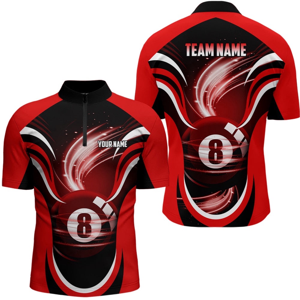 Red Black 3D 8 Ball Pool Jersey Shirts, Custom Billiard 8 Ball Pool Team Shirts, Personalized Billiard Team Jersey Shirt Red Black 3D 8 Ball Pool Jersey Shirts, Custom Billiard 8 Ball Pool Team Shirts, Personalized Billiard Team Jersey Shirt