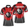 Red Black 8 Ball Billiard 3D Polo Shirts, Custom 8 Ball Pool Pattern Polo, Personalized Billiard Polo Shirt