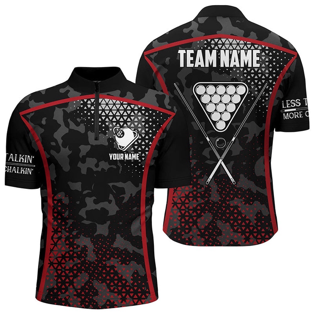 Red Black 8 Ball Pool Jersey Shirts, Custom Billiard Balls Team Jerseys, Personalized Billiard Team Jersey Shirt