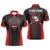 Red Black 8 Ball Pool Polo Shirts, Custom Billiard Balls 8 Ball Pool Polo, Personalized Billiard Polo Shirt