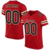 Red Black Gold Mesh Authentic Throwback Football Jersey, Personalized Football Jersey, Football Team Jersey, Football Outfits