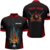 Red Black Flaming 8 Ball Jersey Shirts Best Custom Billiard Team Shirts, Personalized Billiard Team Jersey Shirt