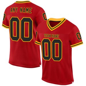 Red Black Gold Mesh Authentic Throwback Football&hellip;