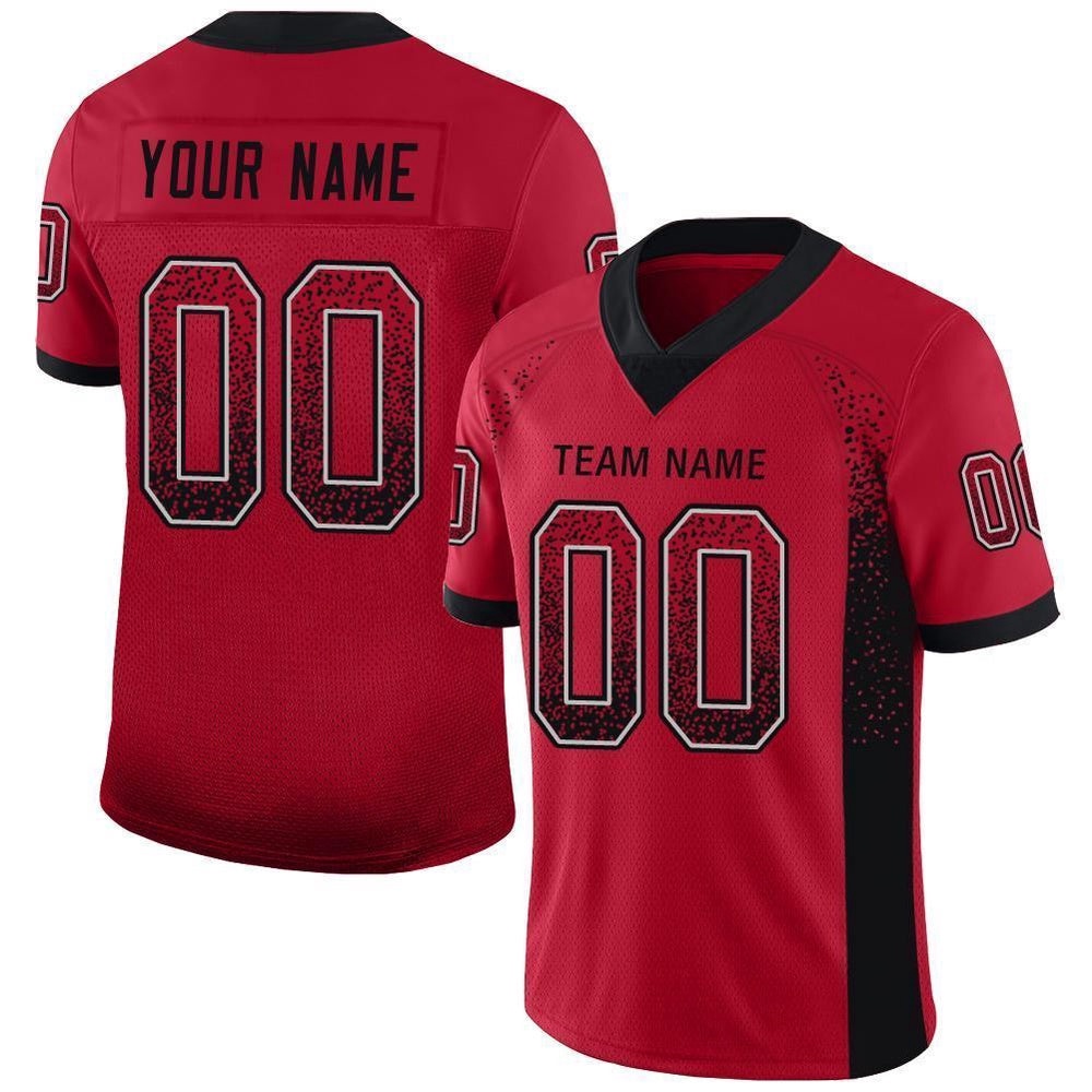 Red Black Gray Mesh Drift Fashion Football Jersey, Personalized Football Jersey, Football Team Jersey, Football Outfits