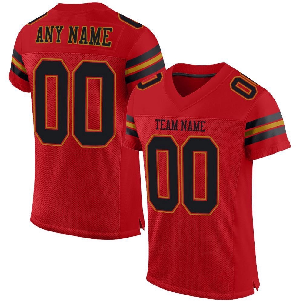 Red Black Old Gold Mesh Authentic Football Jersey, Personalized Football Jersey, Football Team Jersey, Football Outfits