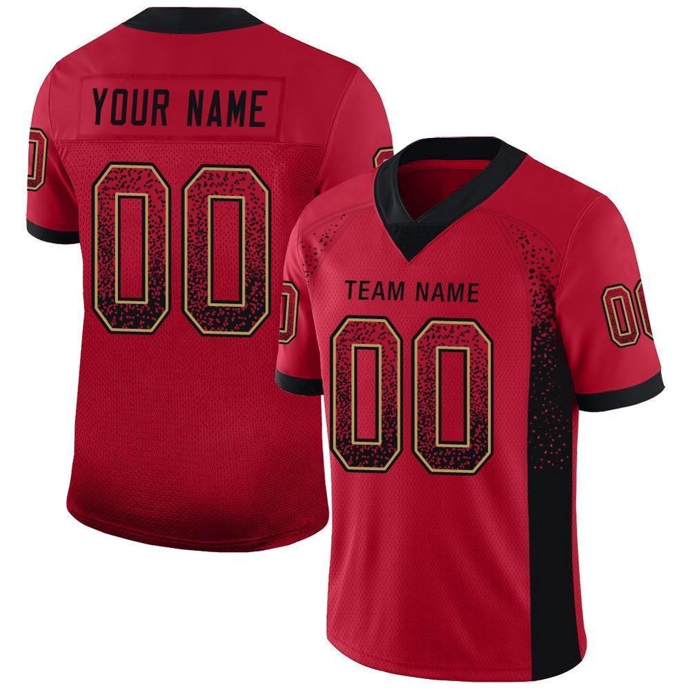 Red Black Old Gold Mesh Drift Fashion Football Jersey, Personalized Football Jersey, Football Team Jersey, Football Outfits
