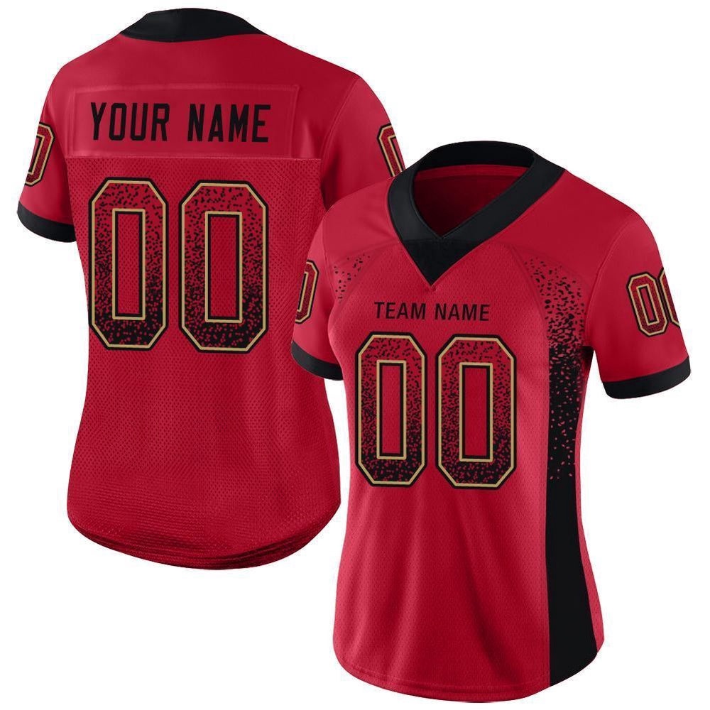 Red Black Old Gold Mesh Drift Fashion Football Jersey, Personalized Football Jersey, Football Team Jersey, Football Outfits