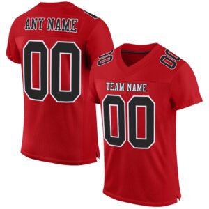 Red Black White Mesh Authentic Football Jersey,&hellip;
