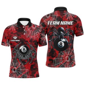 Red Camo Billiard Spider Cobweb Custom Polo&hellip;