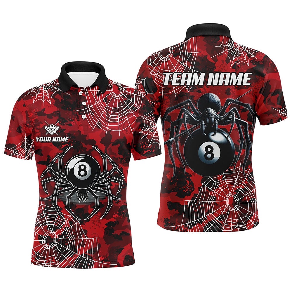 Red Camo Billiard Spider Cobweb Custom Polo & Polo Shirts, Unique 8 Ball Pool Polo, Personalized Billiard Polo Shirt Red Camo Billiard Spider Cobweb Custom Polo & Polo Shirts, Unique 8 Ball Pool Polo, Personalized Billiard Polo Shirt