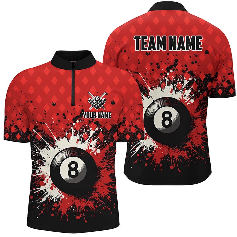 Red Grunge 8 Ball Pool Billiards Jersey Shirts Custom Billiard Team Jerseys Uniform, Personalized Billiard Team Jersey Shirt Red Grunge 8 Ball Pool Billiards Jersey Shirts Custom Billiard Team Jerseys Uniform, Personalized Billiard Team Jersey Shirt